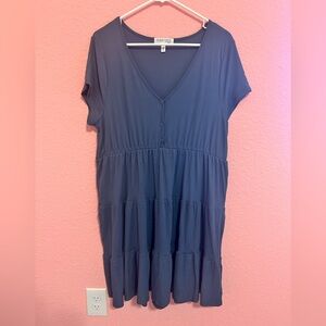 Planet Gold Navy Blue Tiered Dress